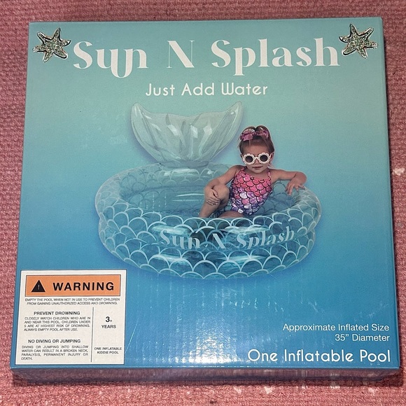 Sun N Splash Mermaid Inflatable Pool - blue. Brand new kiddie pool (sh) - Picture 1 of 2